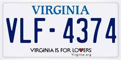 VA license plate VLF4374