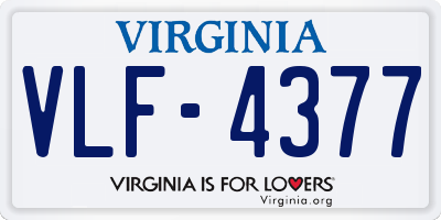 VA license plate VLF4377