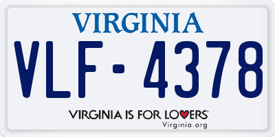 VA license plate VLF4378