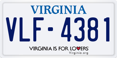 VA license plate VLF4381