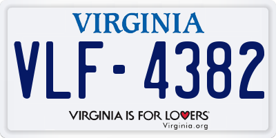 VA license plate VLF4382