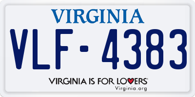 VA license plate VLF4383