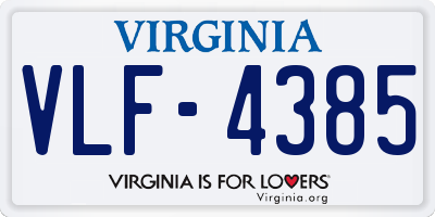 VA license plate VLF4385