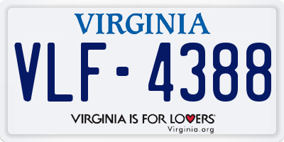 VA license plate VLF4388