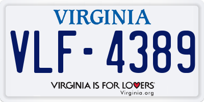 VA license plate VLF4389