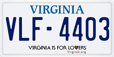 VA license plate VLF4403
