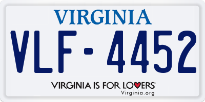 VA license plate VLF4452