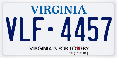 VA license plate VLF4457