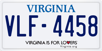 VA license plate VLF4458