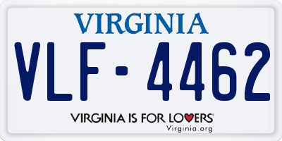 VA license plate VLF4462