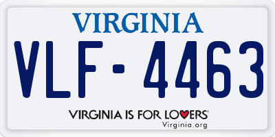 VA license plate VLF4463