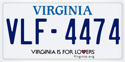 VA license plate VLF4474