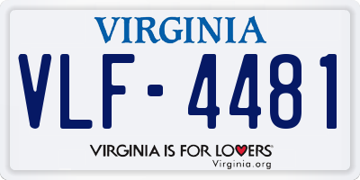 VA license plate VLF4481