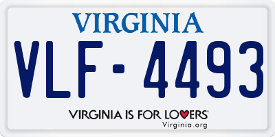 VA license plate VLF4493