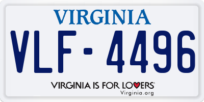 VA license plate VLF4496