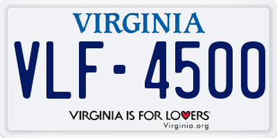 VA license plate VLF4500