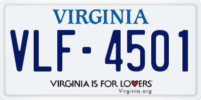 VA license plate VLF4501