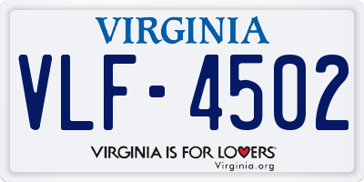 VA license plate VLF4502