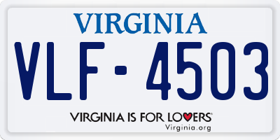 VA license plate VLF4503