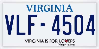 VA license plate VLF4504