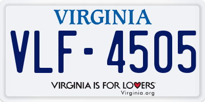 VA license plate VLF4505
