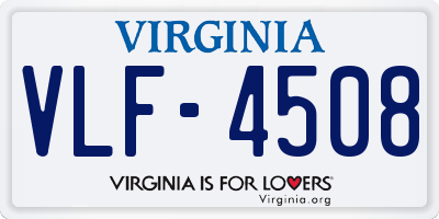 VA license plate VLF4508