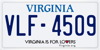 VA license plate VLF4509