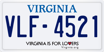 VA license plate VLF4521