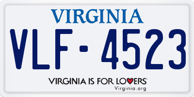 VA license plate VLF4523