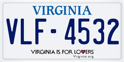 VA license plate VLF4532