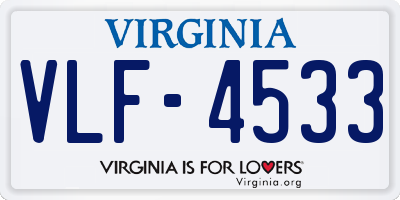 VA license plate VLF4533