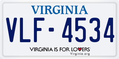 VA license plate VLF4534