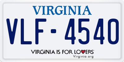 VA license plate VLF4540
