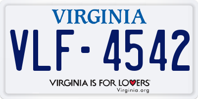 VA license plate VLF4542
