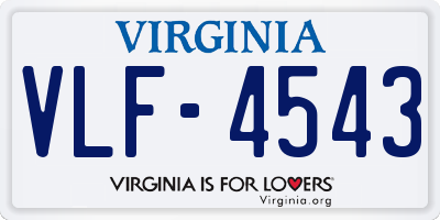 VA license plate VLF4543