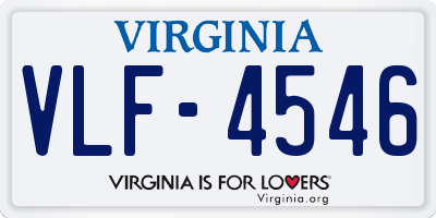 VA license plate VLF4546