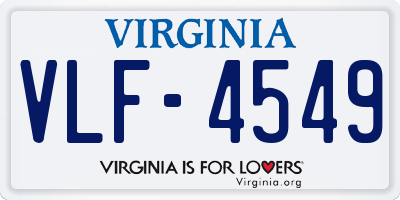 VA license plate VLF4549