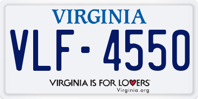 VA license plate VLF4550