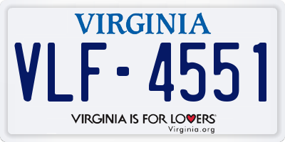 VA license plate VLF4551