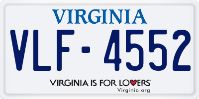VA license plate VLF4552