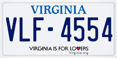 VA license plate VLF4554