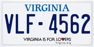 VA license plate VLF4562