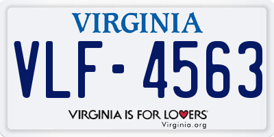 VA license plate VLF4563