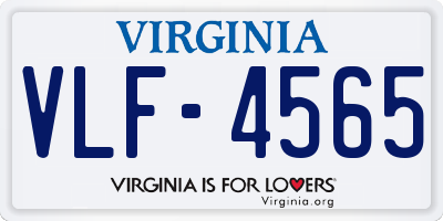 VA license plate VLF4565