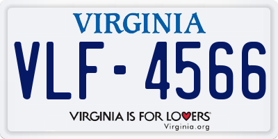 VA license plate VLF4566