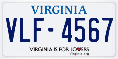 VA license plate VLF4567
