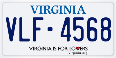 VA license plate VLF4568