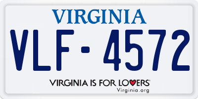 VA license plate VLF4572