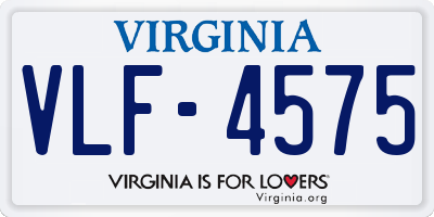 VA license plate VLF4575
