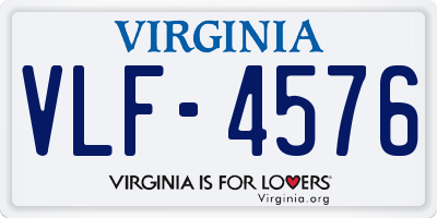 VA license plate VLF4576